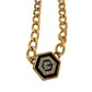 Givenchy Necklace with "G" in Hexagonal Pendant of Black Enamel and Rhinestones