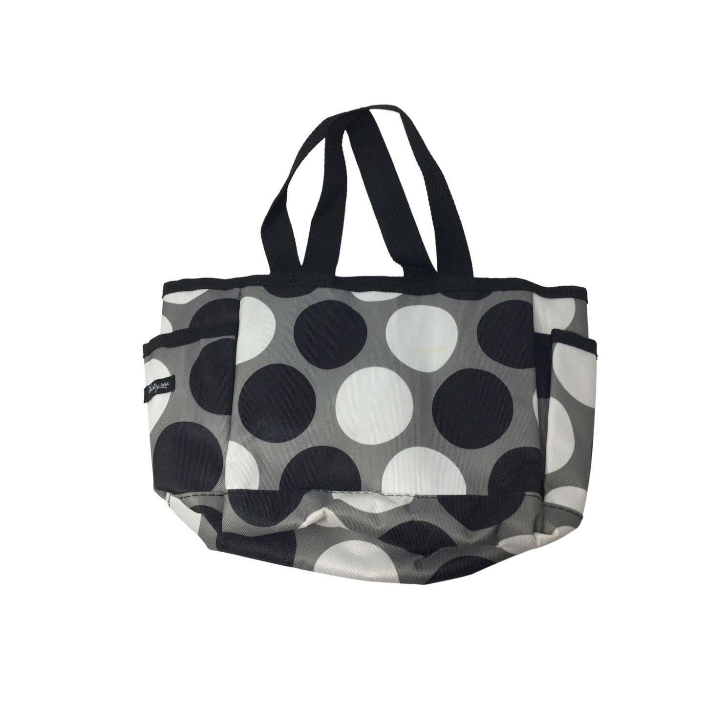 Women's Thirty-One Black, Gray, White Polka Dotted Mini Tote/ Shower Caddy