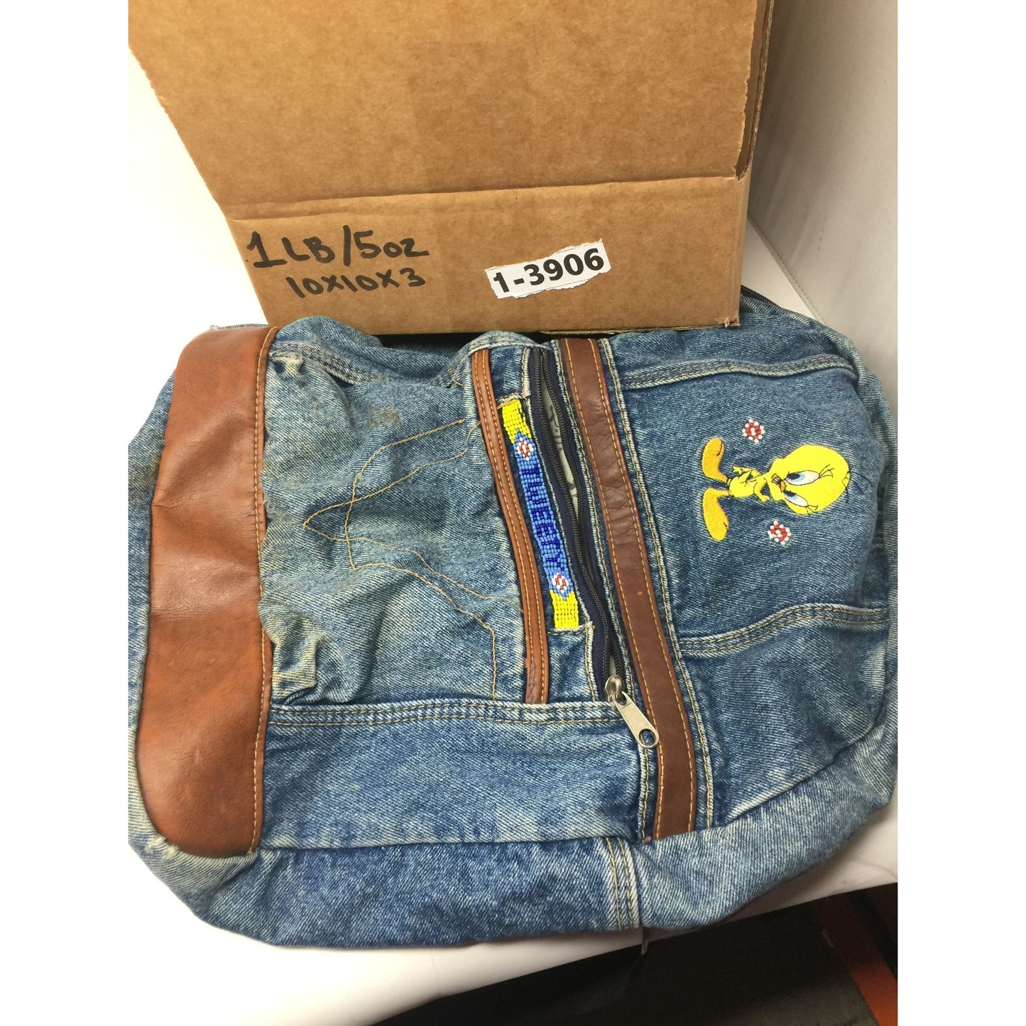 Vintage Looney Tunes Tweety Bird Blue Denim Backpack