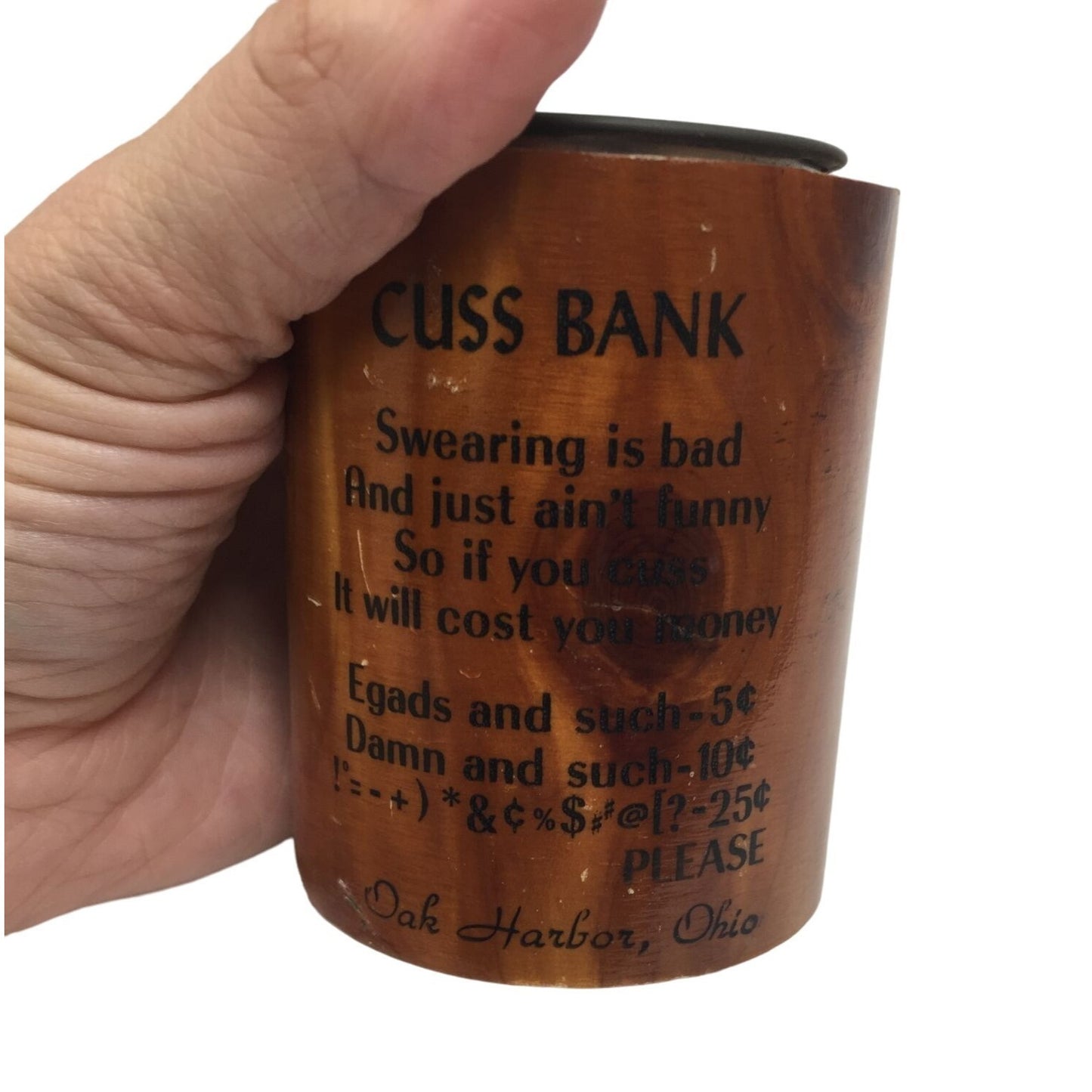 Vintage Cuss Bank Oak Harbor, Ohio Souvenir - 3'' tall