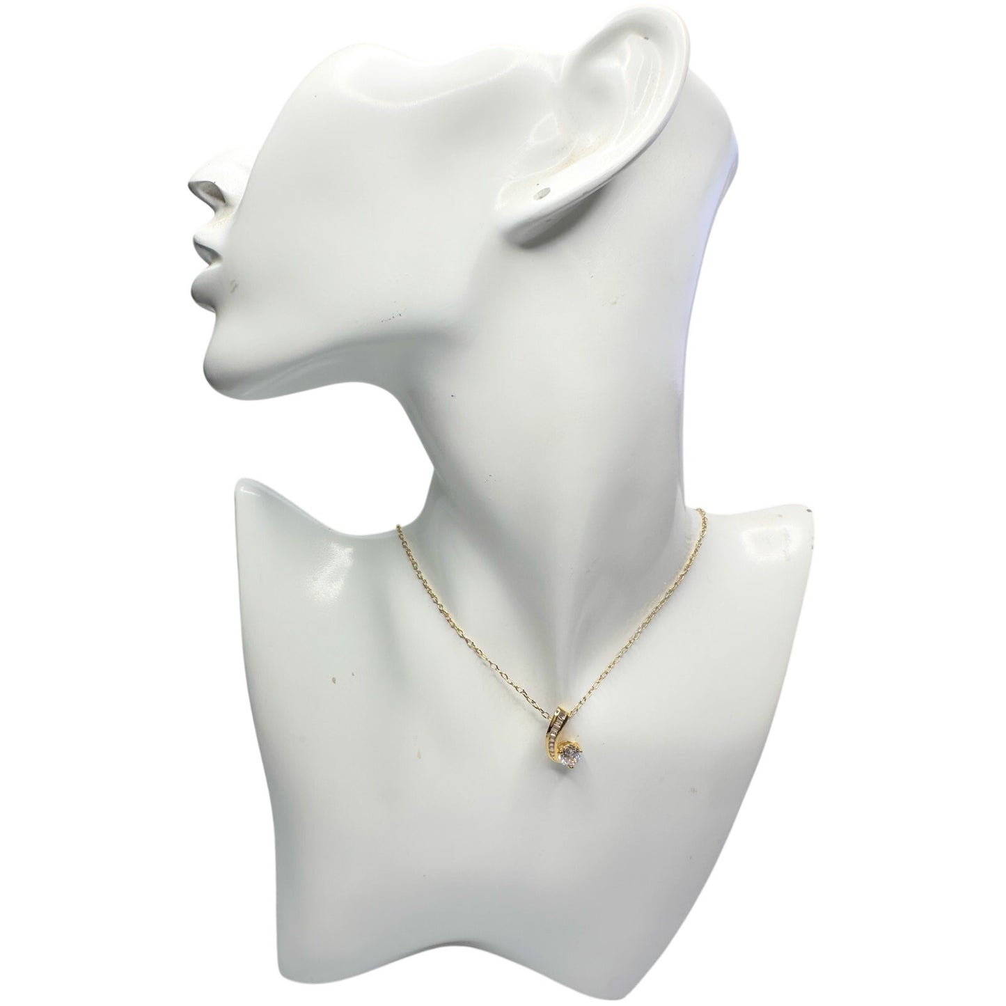 Pretty 18kt Gold Plated White Topaz and Zirconia Swirl Necklace