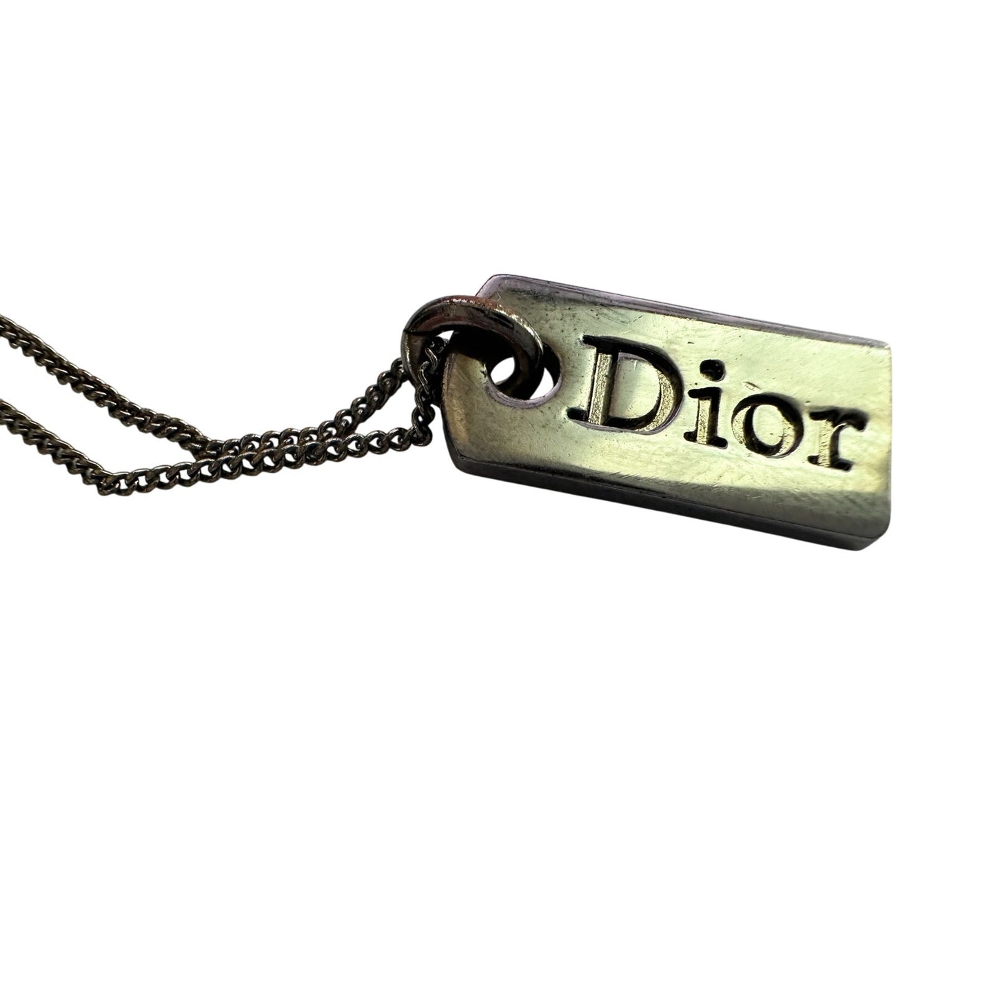 Christian Dior Dog Tag Style Necklace - Gunmetal