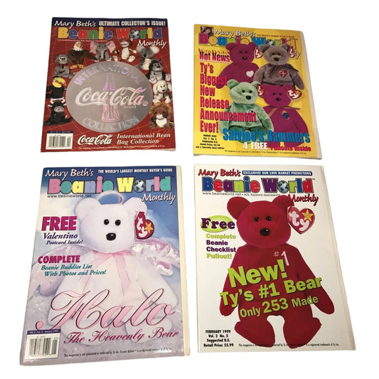 Set of 4 Vintage Mary Beth's Beanie World Monthly Magazines for TY Beanie Babies - A+ Stuff