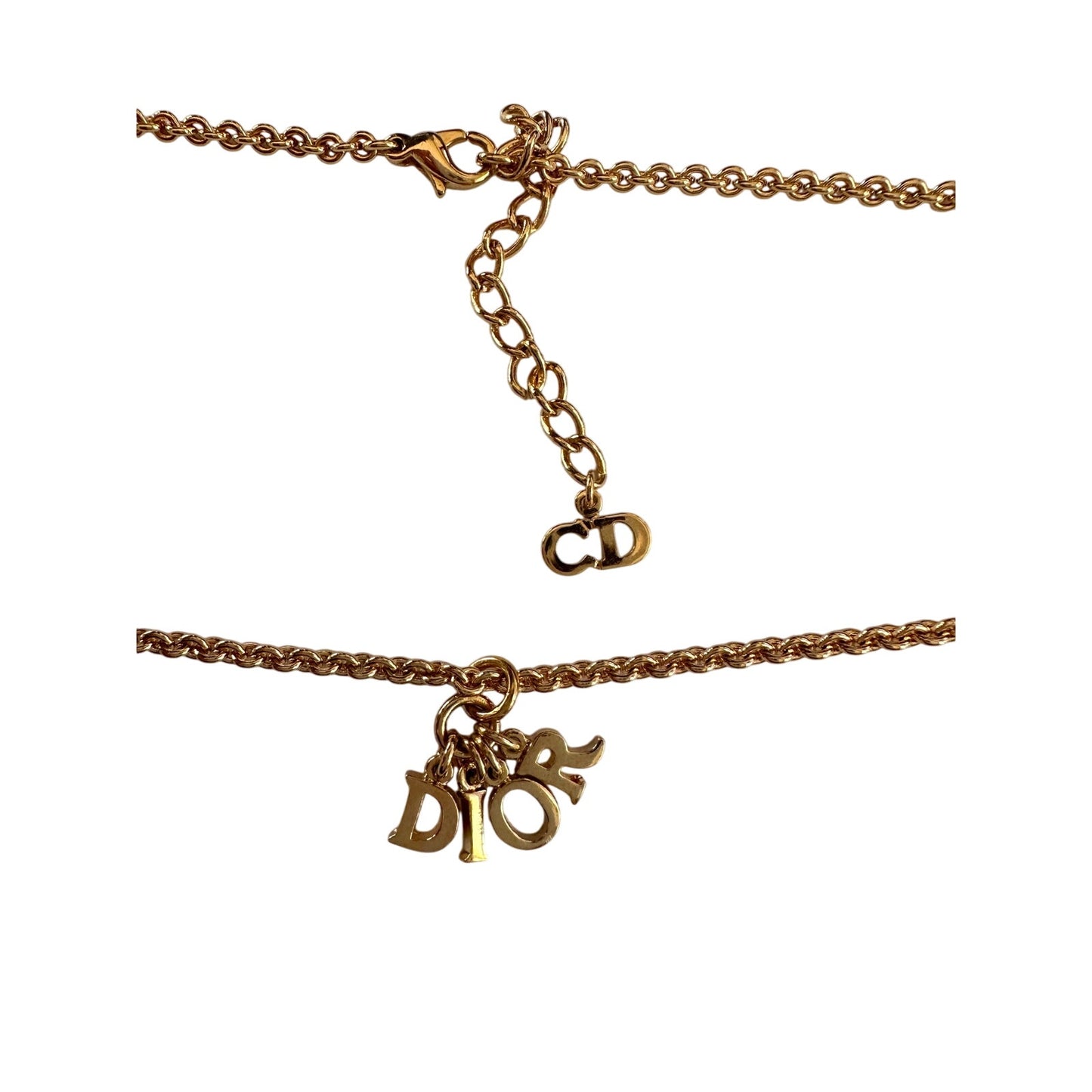 Christian Dior Logo Letter Charm Style Necklace