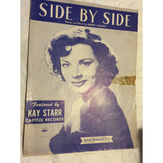 Side by Side Words & Music By Harry Woods Vintage 1953 Sheet Music