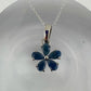 Natural Blue Sapphire Flower Necklace with Pendant - Sterling Silver  - Simply Beautiful!