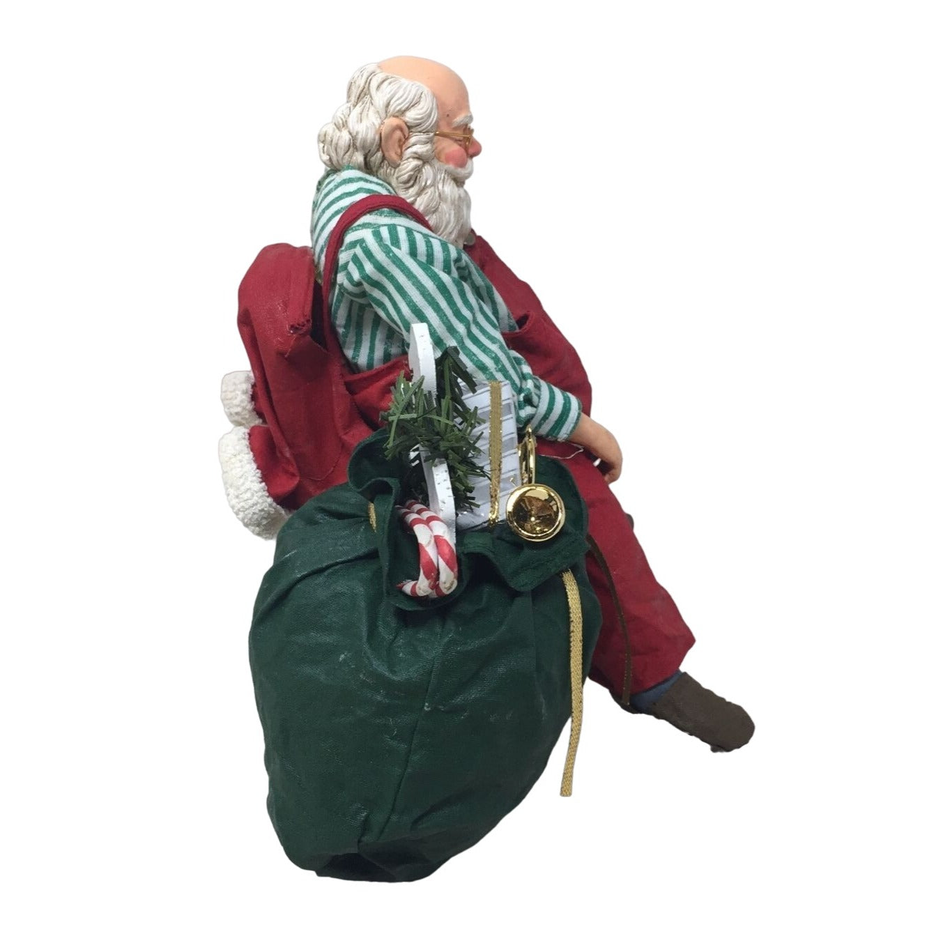 Vintage Sleeping Santa Clause Sitting On Chair With Sack of Toys Figurine- New in Box