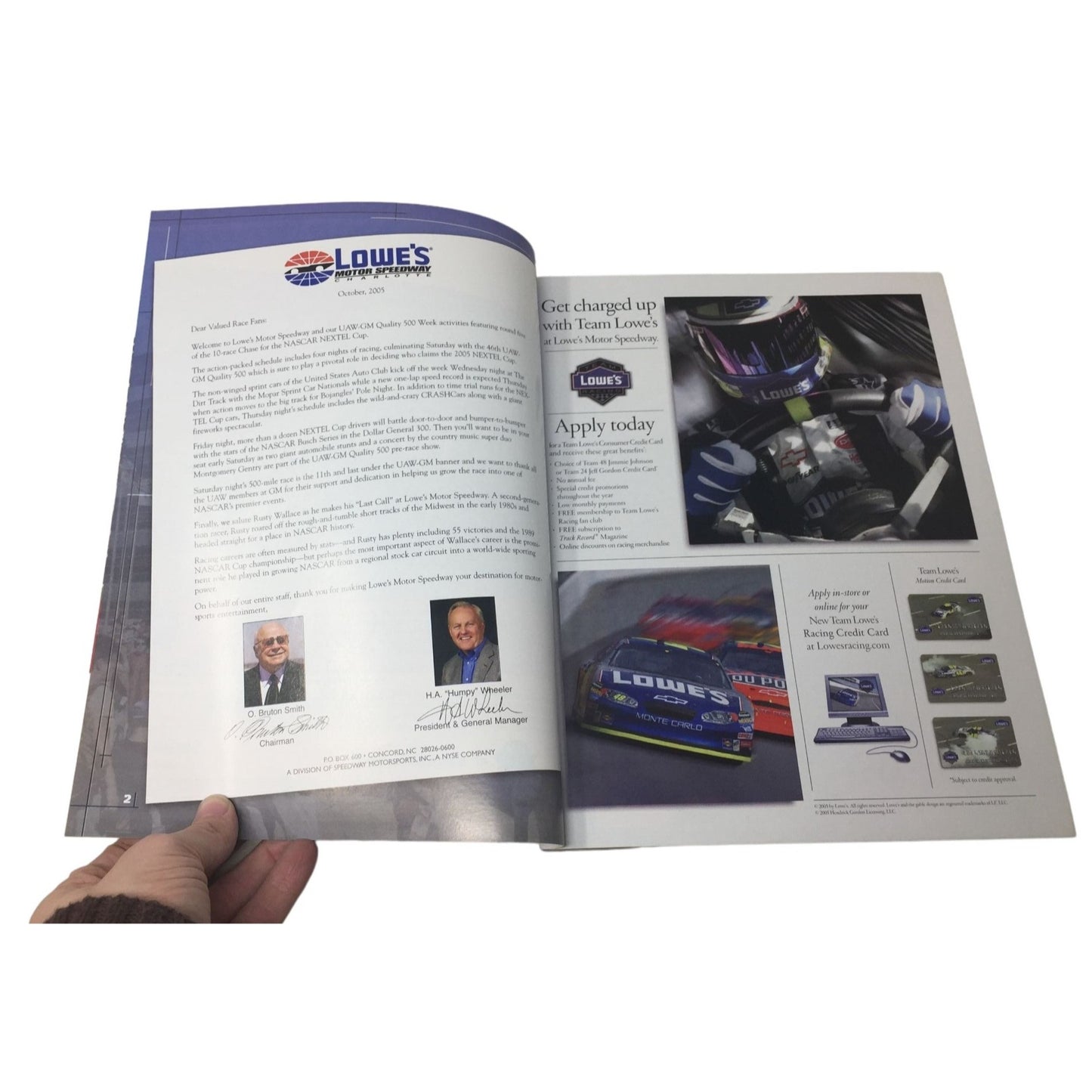 UAW-GM Quality 500 Lowe's Motor Speedway Magazine/The Coca Cola Racing Family Program