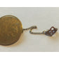 Vintage Gold Toned Pinback Button with Chain with "NMJ" & Numbers 69