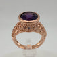 Enchanting 4.12 Carat  Natural Amethyst Designer Ring - SIze 7.25 - 14kt Rose Gold Overlay - Beautiful!