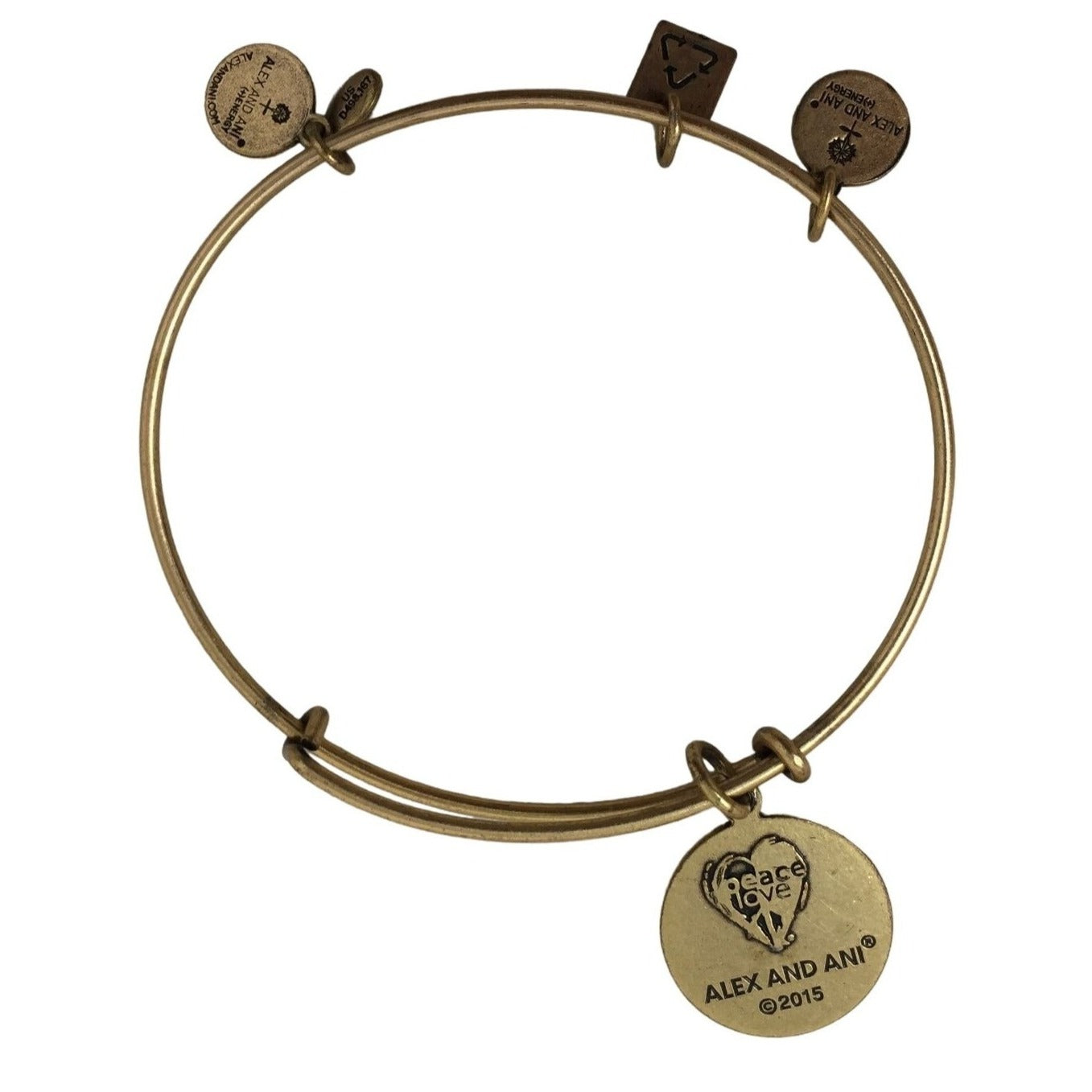 2015 Alex And Ani Gold Bracelet with a "Create Piece Of Mind" Charm