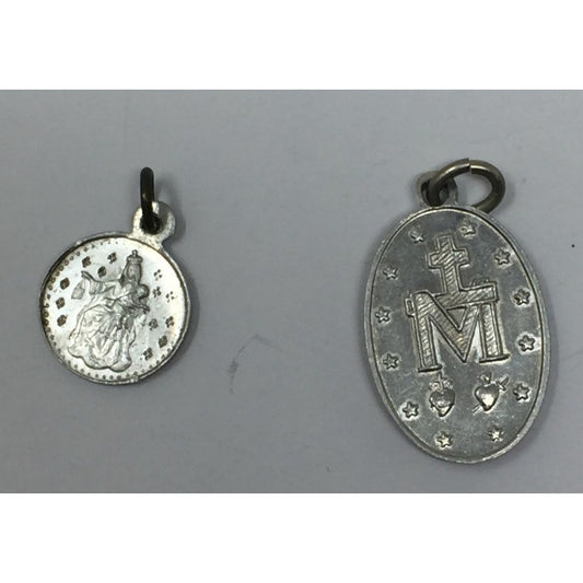 Two Small Silver Religious Christian Catholic Charms/Pendants- Jesus/Mary