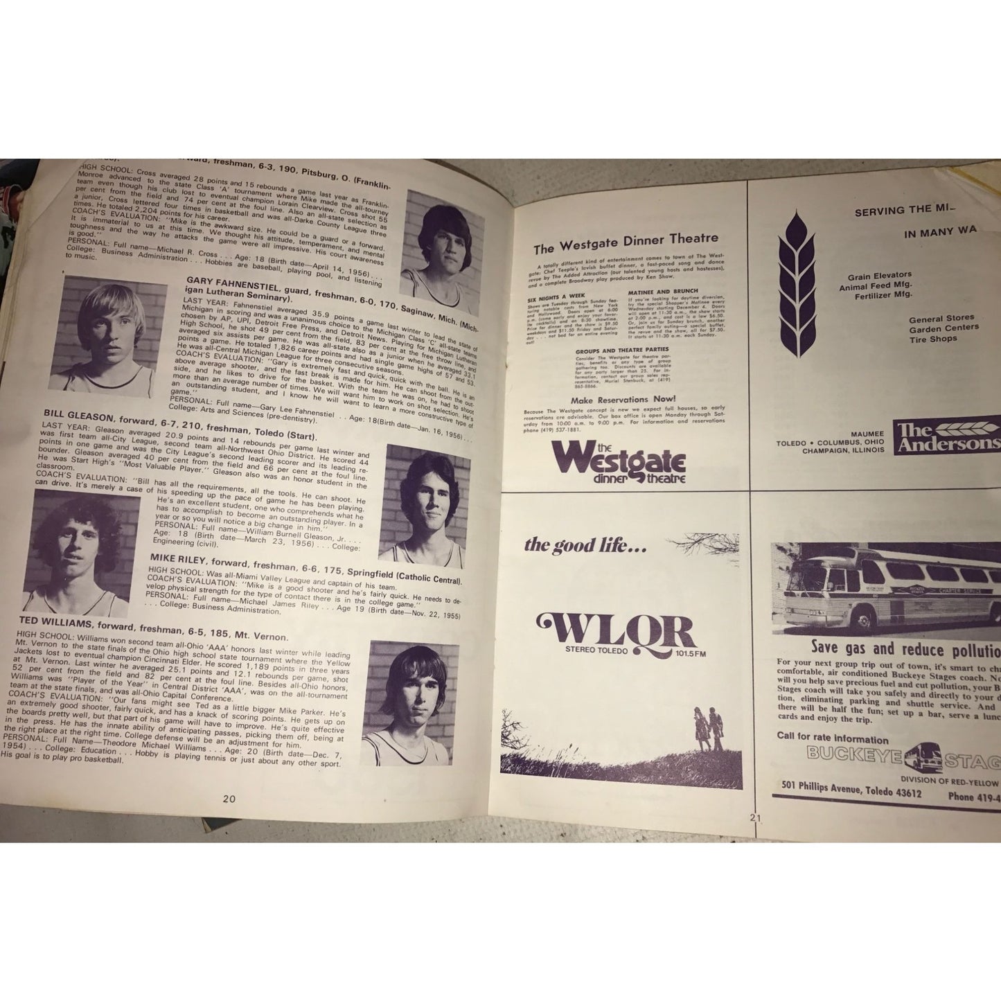 The University of Toledo (UT) 1974 Vintage Basketball Paperback Yearbook/Program