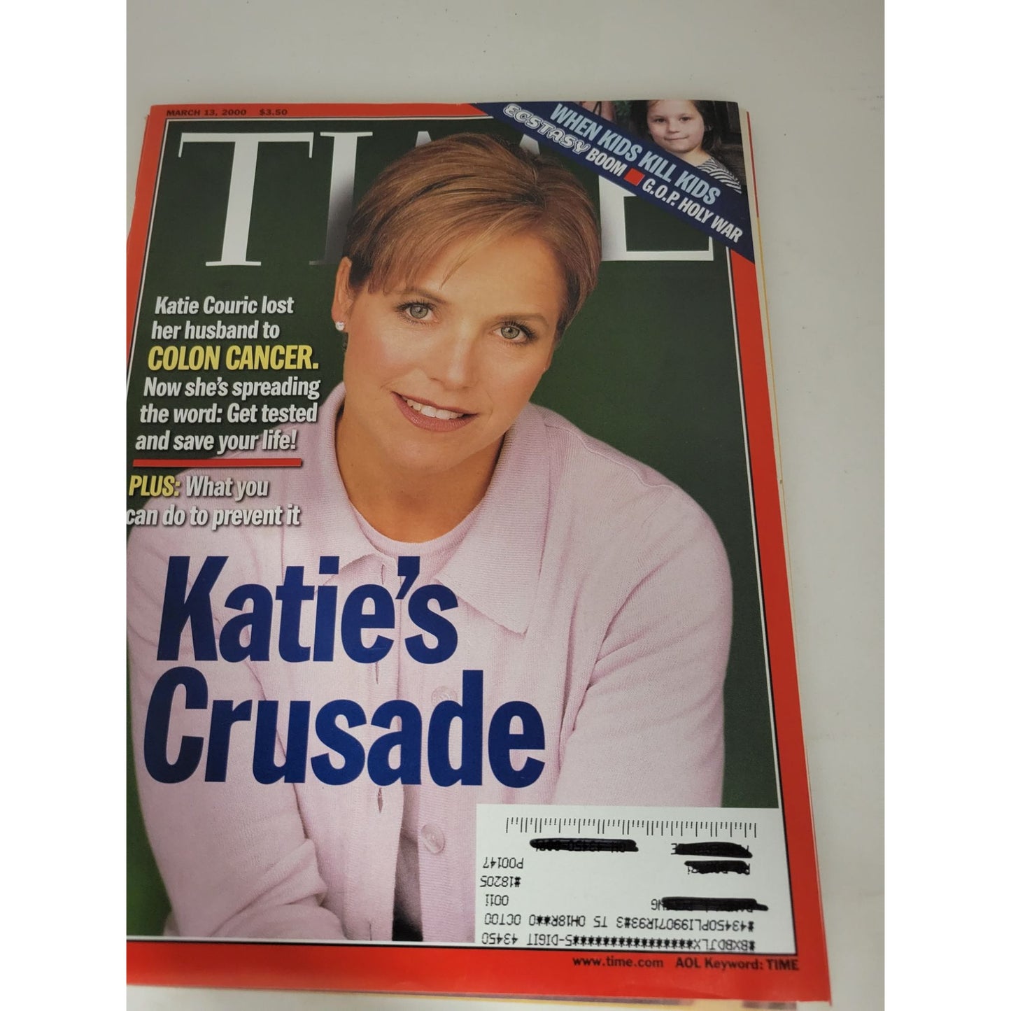 Vintage March 13, 2000 TIME Magazine ''Katie's Crusade''