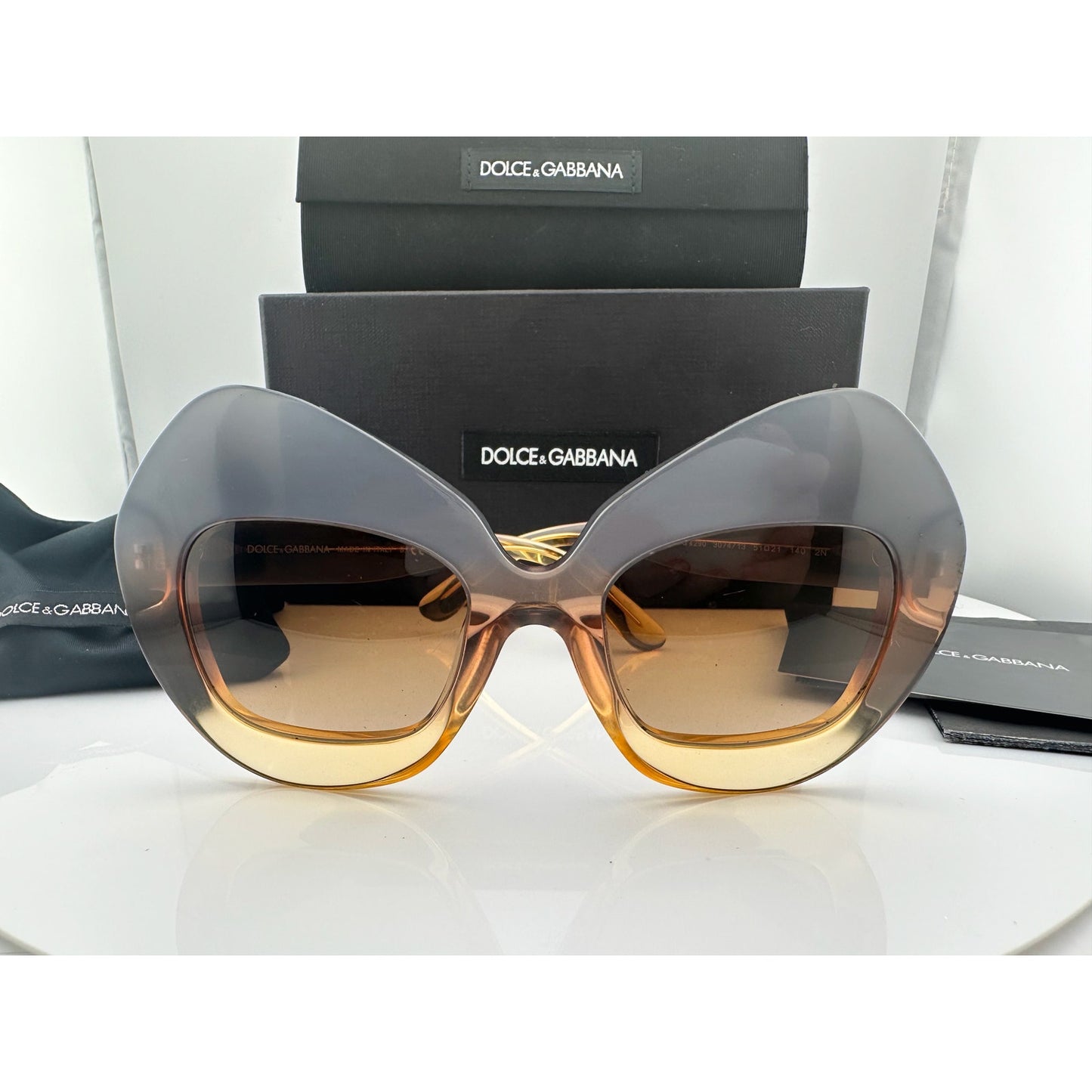 Dolce & Gabbana DG4290 Oversized Ombre Butterfly Sunglasses Gray/Honey