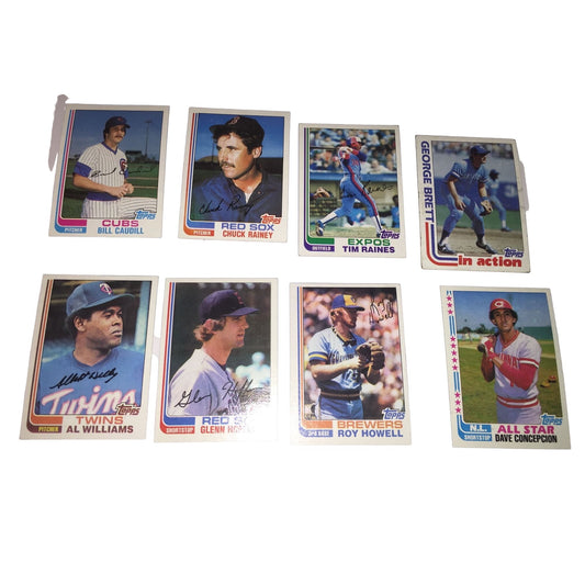 Vintage Topps Autographed Baseball Trading Cards (8) Roy Howell, Tim Raines, Al Williams, Etc...