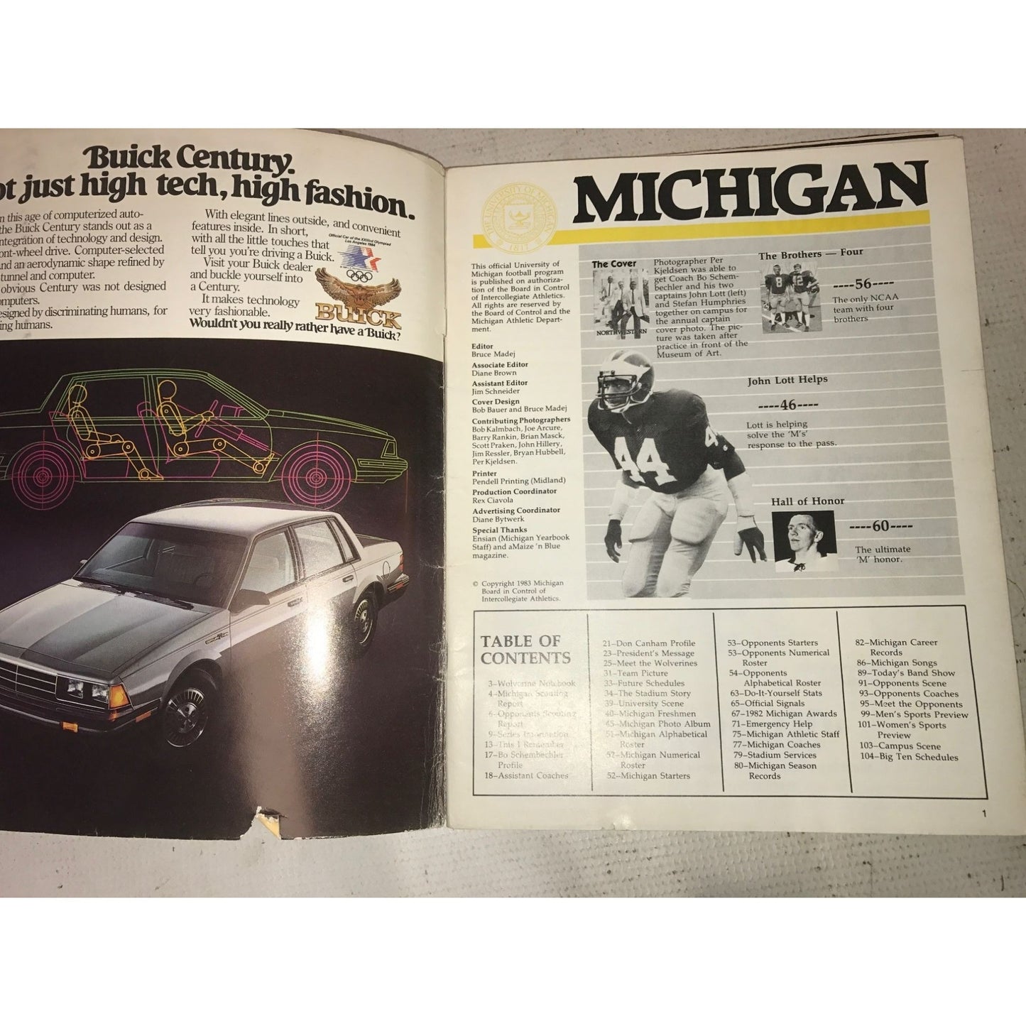 Vintage 10/15/83 Sports Programs/Guides Michigan VS Northwestern Football