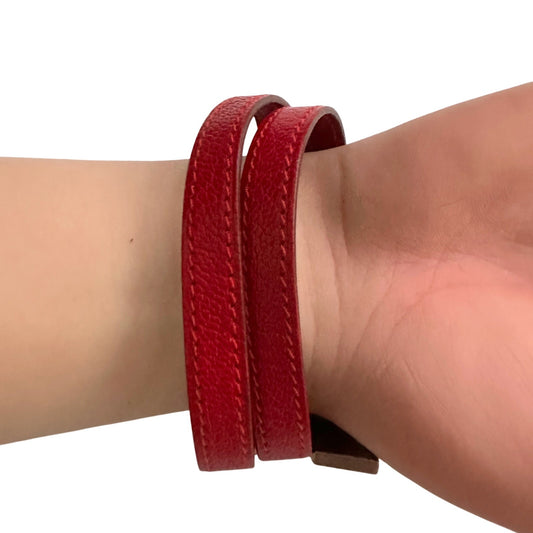 Hermes Pousse - Pousse Red Leather Wrap Bracelet