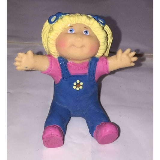 Cabbage Patch Kids Vintage 1984 Figurine Sitting Girl in Overalls