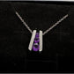 African Amethyst 3 Stone Graduated Pendant  (Sterling Silver) w Neckace