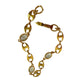 Givenchy Oval Mirrored Gs Gold Plate Bracelet with Clear Gemstones