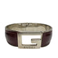 Gucci G-Logo Hinged Cuff Bracelet - Burgundy Patent Leather Band