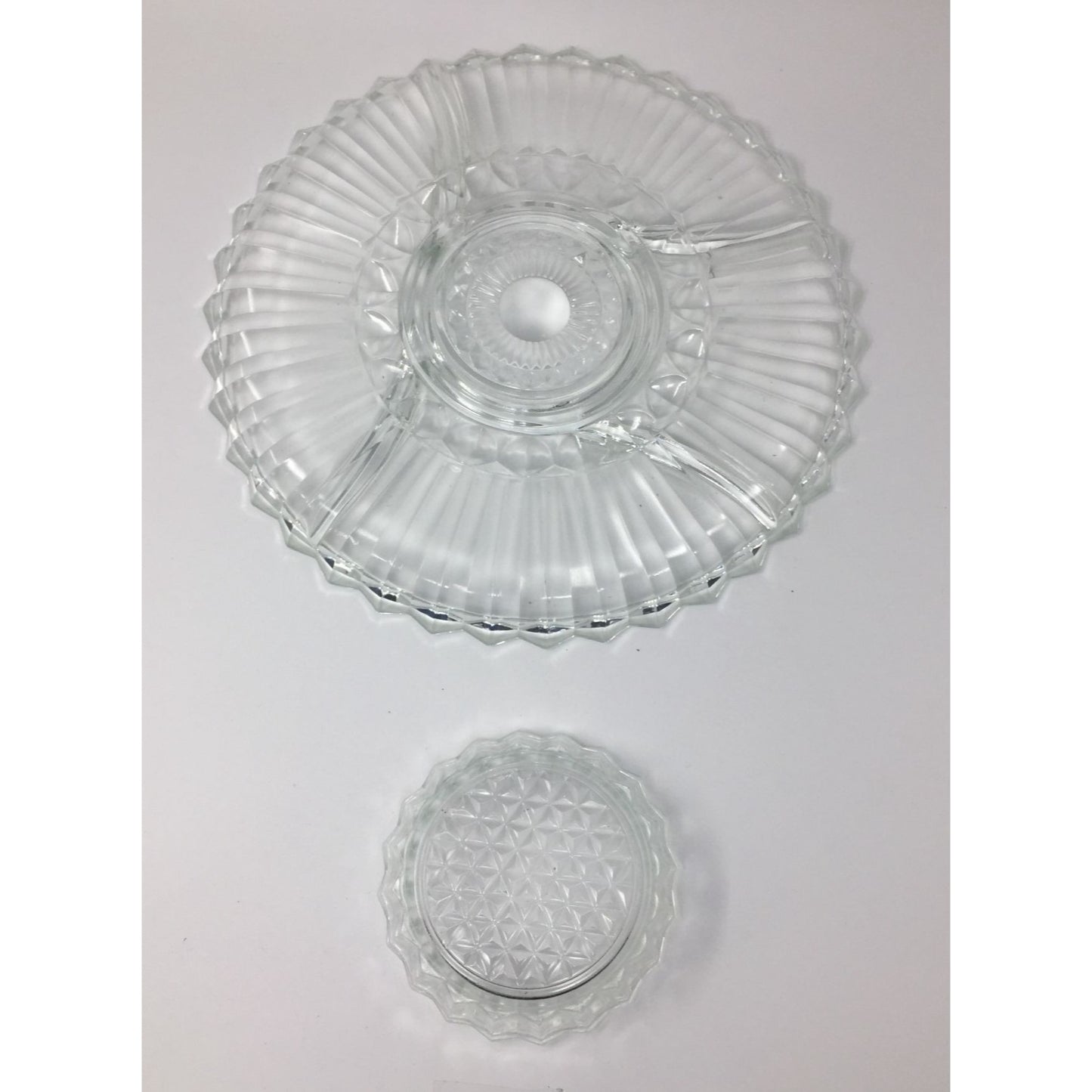 Vintage Clear Glass Divided Ribbed Serving Vegetable/Relish Tray Platter