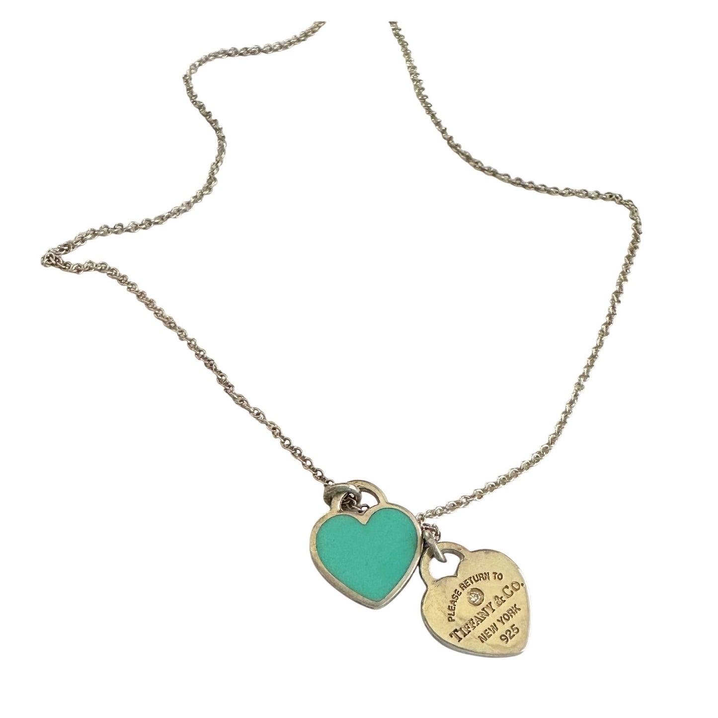 Tiffany & Co "Return To" Double Heart Necklace with Diamond