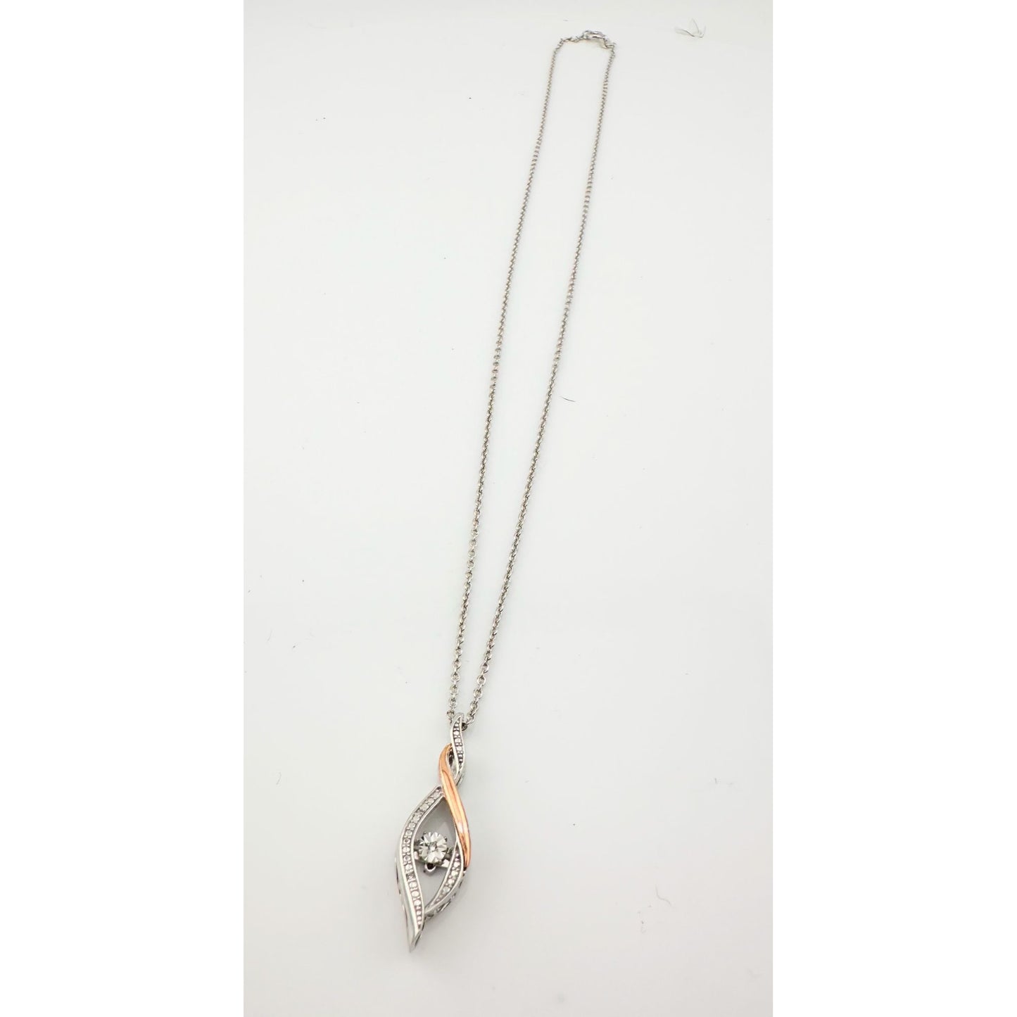 Beautiful Twisted 10kt Rose Gold & Sterling Silver Diamond Necklace