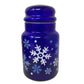 Vintage Libbey 7" Blue Cobalt Lidded Jar with Blue/White Snowflakes