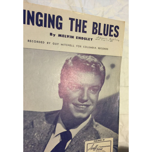 Vintage Sheet Music- Singing The Blues by Melvin Endsley- Recorded by Guy Mitchell