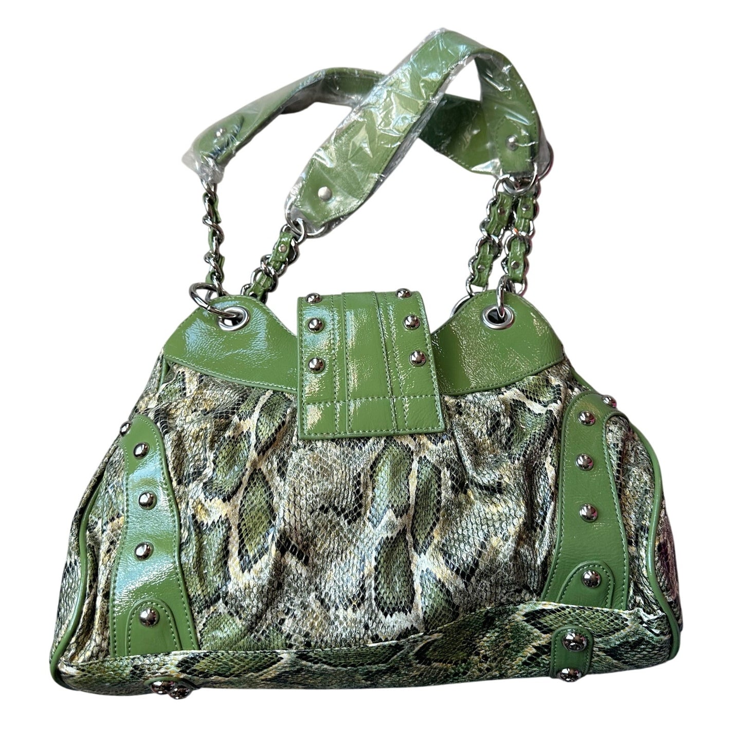 Sharif Green Snake Pattern Satchel Handbag NWT but has Peeling