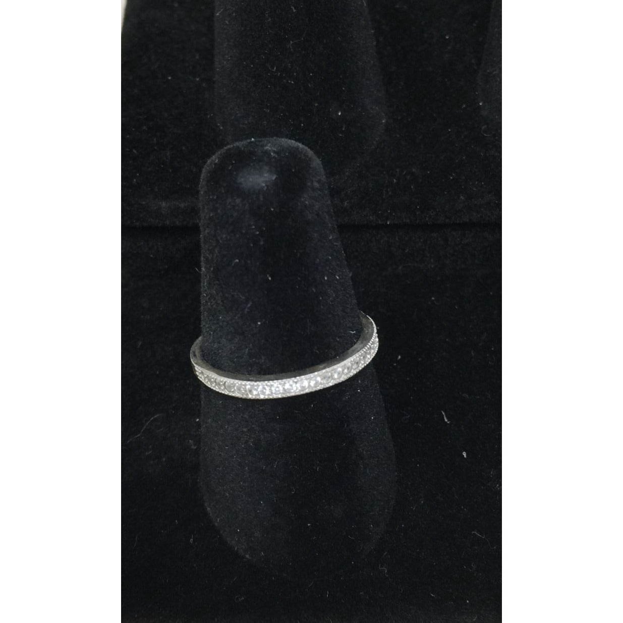 Womens Silver Ring with white gemstones Around it- Marked 925 (Sterling Silver)