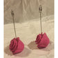 Pink Rose/Rosette Place Card Holders - About 3.5" Tall