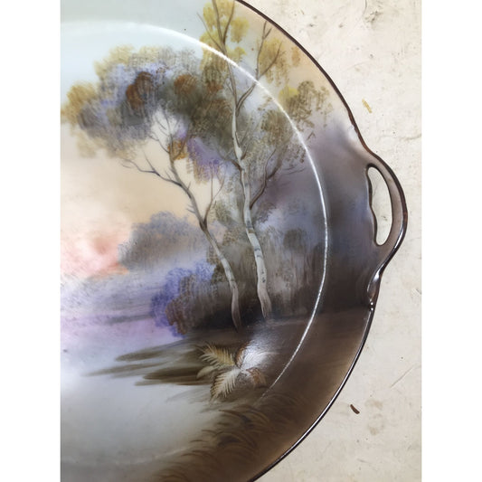 NORITAKE M Vintage Hand Painted Landscape Trees Sea Sunset Plate