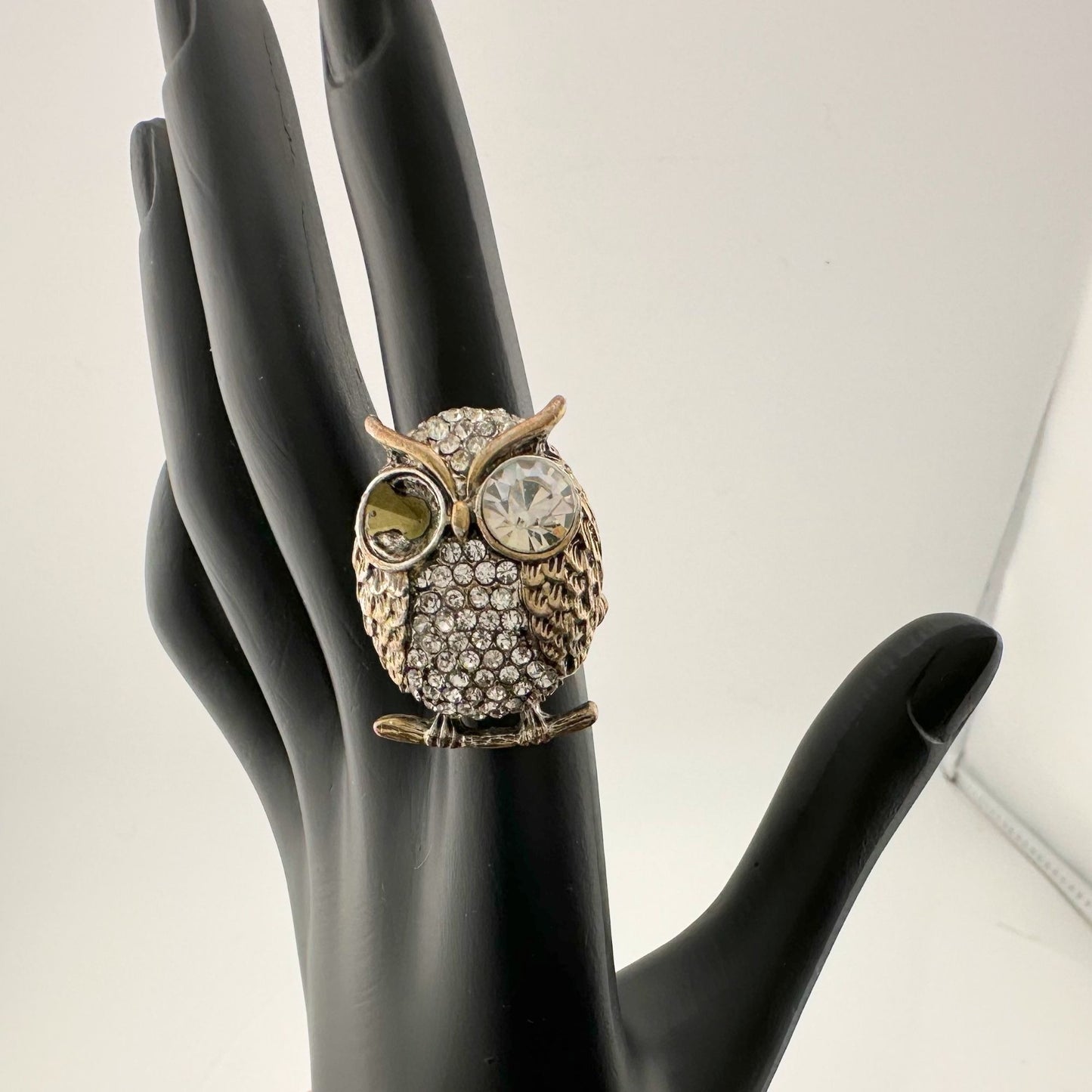 Vintage Costume Jewelry  Owl, Dolphin and Turtle Rhinestone Animal Rings (missing Stones)