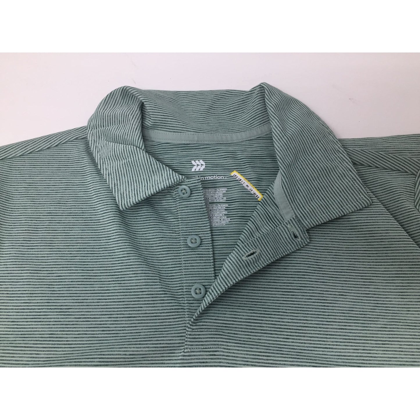 All in Motion Target Unisex Size L Striped Green Collared Shirt