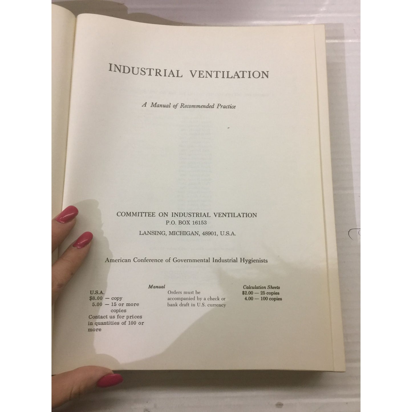 Industrial Ventilation A Manual of Recommended Practices 15th Edition Book