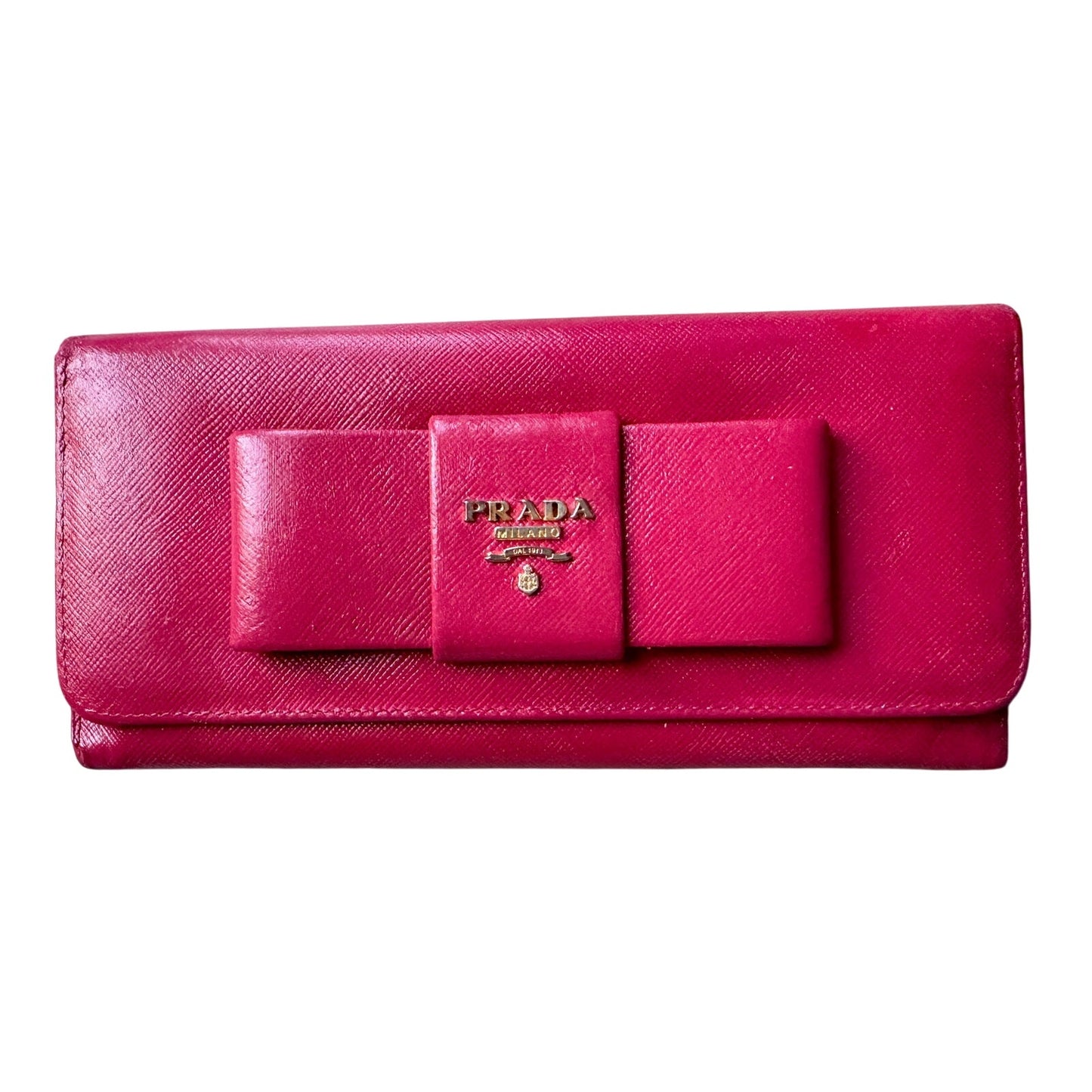 PRADA Milano Fiocco Ribbon Saffiano Leather Long Wallet