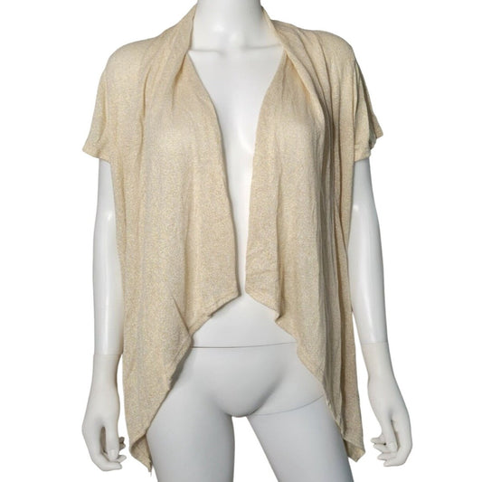 Chenault Ivory and Gold Woven Women's Medium Cover / Wrap - Short sleeves with cinched Back