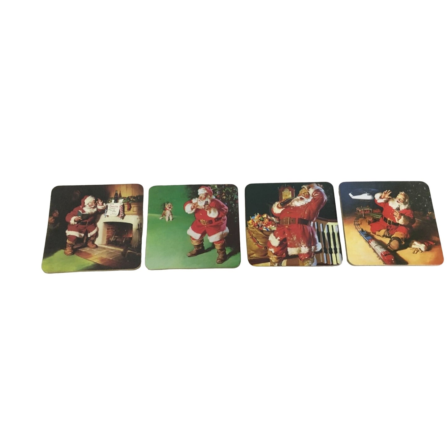 Vintage 1999 Set of 4 Coca Cola Santa Holiday Christmas Coasters