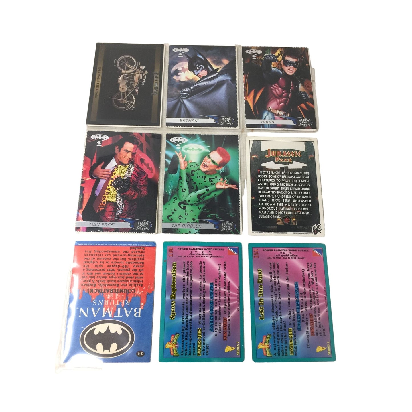 Jurassic Park Collectible Trading Cards (9 cards)