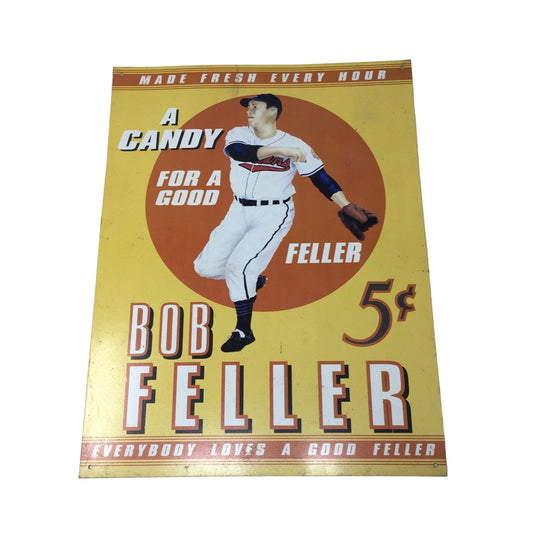 Vintage 1993 Bob Feller American Major League Baseball Player Tin Sign