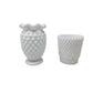 2 Small Miniature Vintage Fenton Hobnail Milk Glass Vases