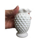 2 Small Miniature Vintage Fenton Hobnail Milk Glass Vases