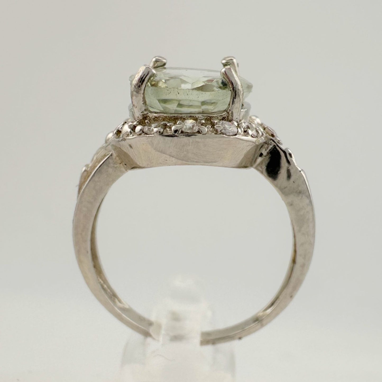 Big and Beautiful Green Amethyst and Diamond Ring - Size 6.25