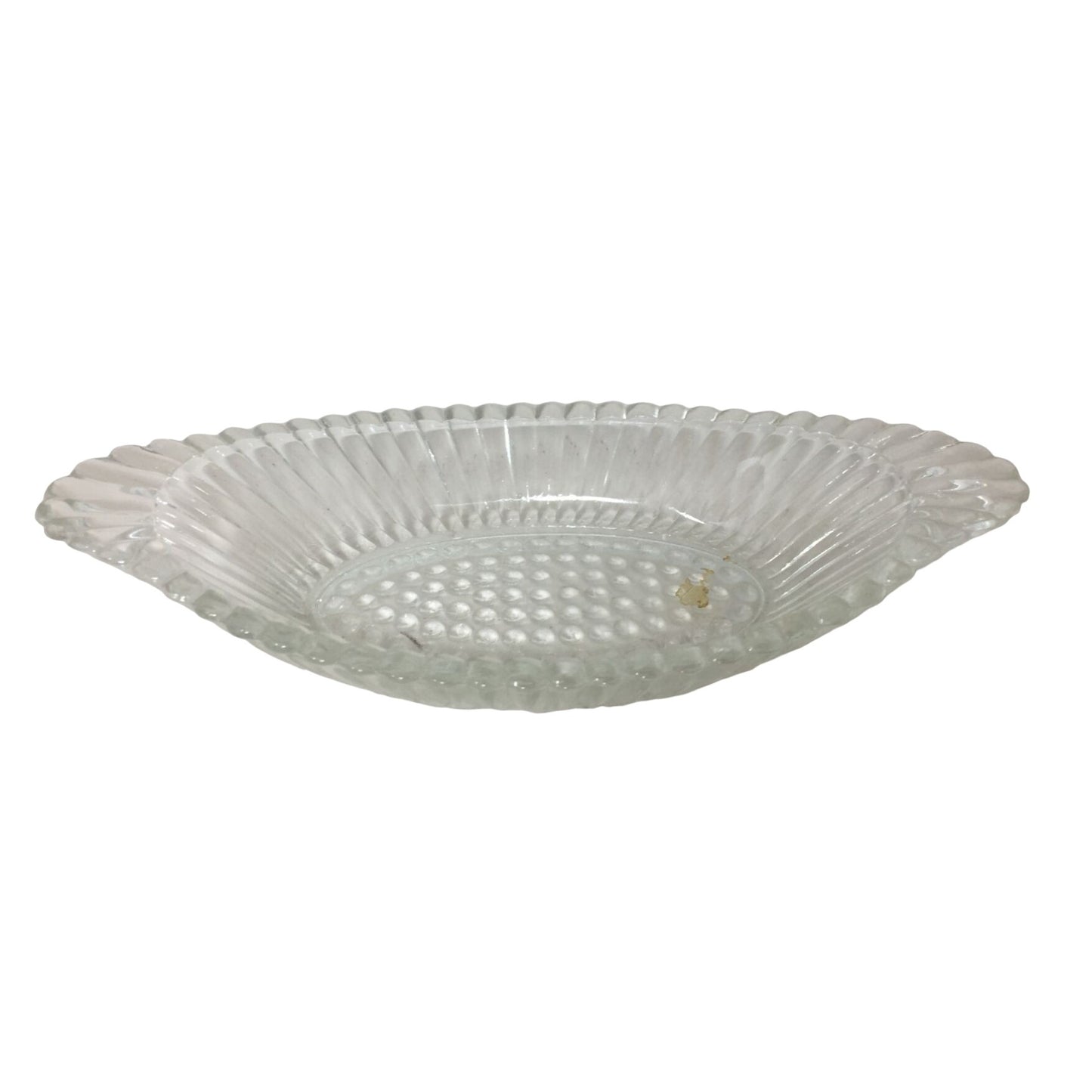 Vintage Clear Glass Textured Banana Boat Design Bowl/Dish (9x4 inches)