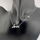"Love" with Created White Opal Heart Necklace  - Sterling Silver 16" Chain