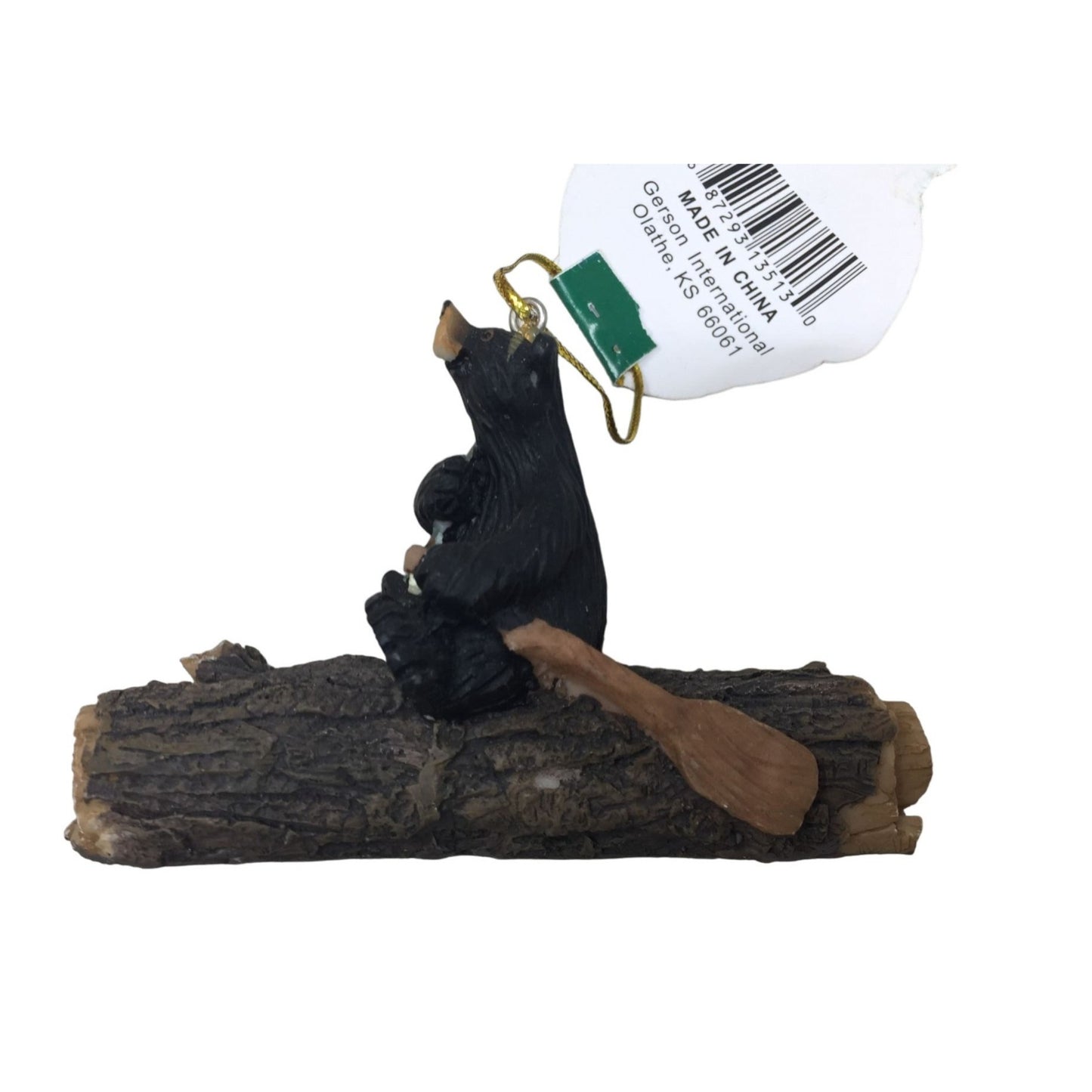 Christmas Tree Ornament Bear Holding a Fish & Floating on the Water