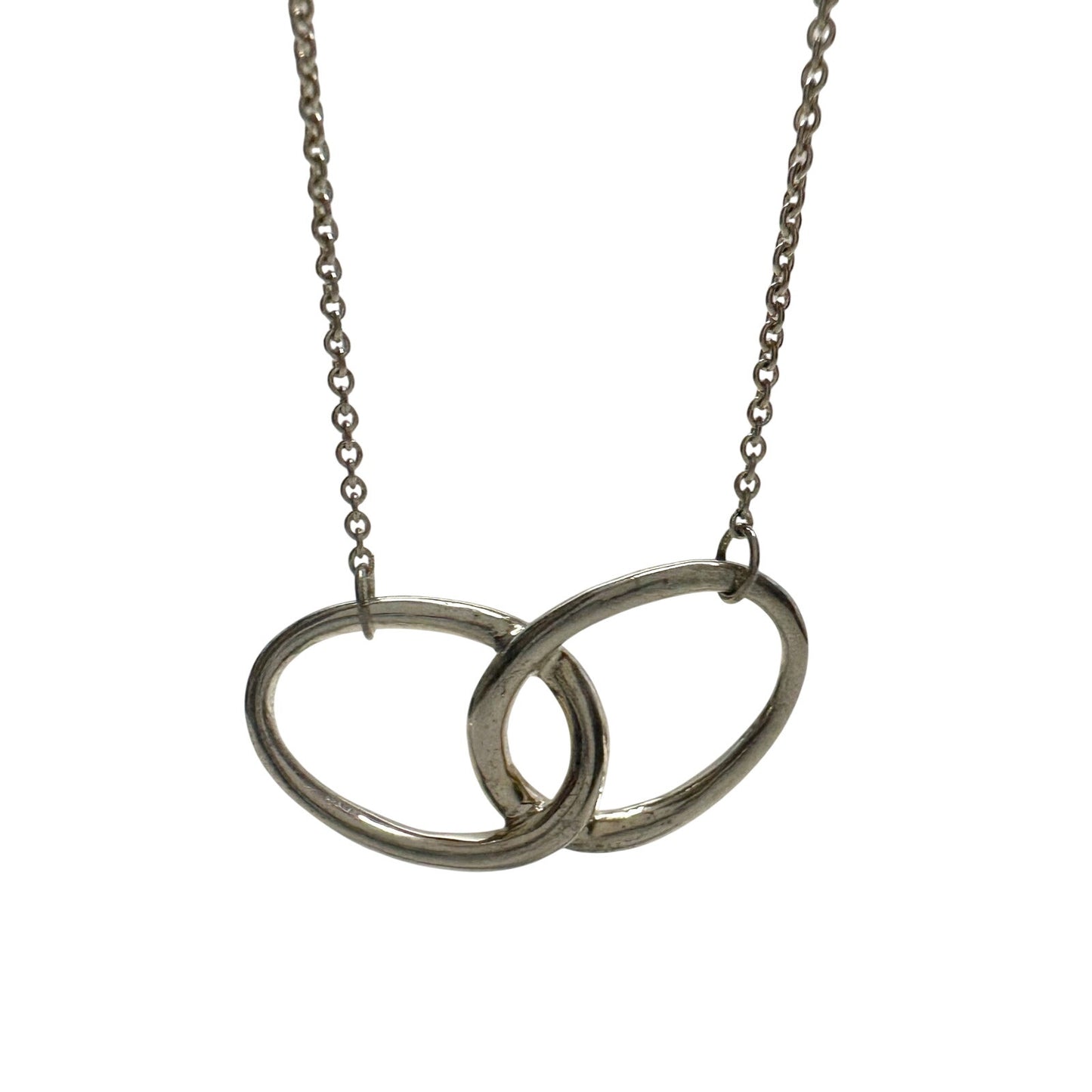 Tiffany and Co Elsa Peretti Large Double Loop Pendant Necklace 15" - Sterling Silver